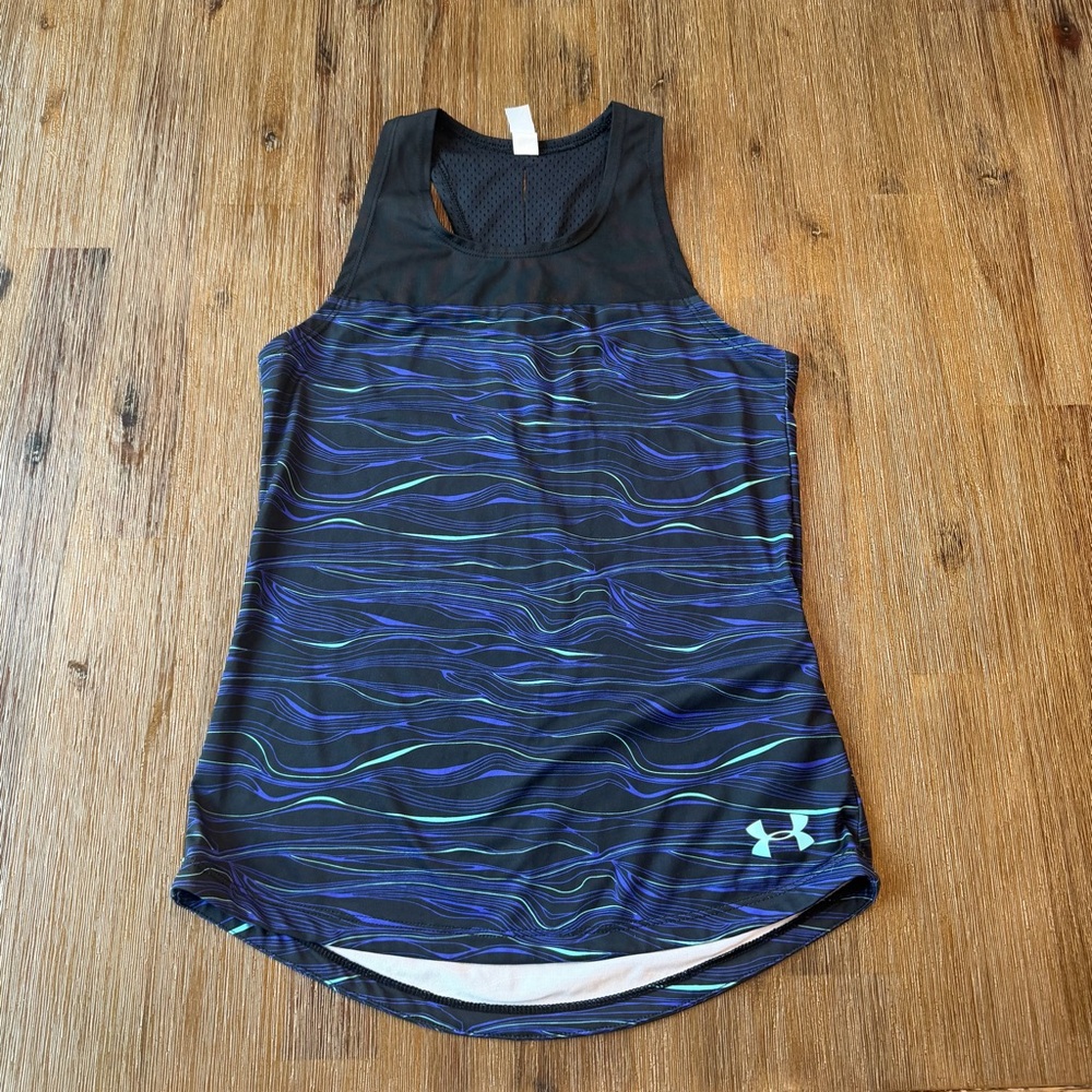 3/20$ Under Armour Girls Purple and Black Wave Athletic Tank Top size Small